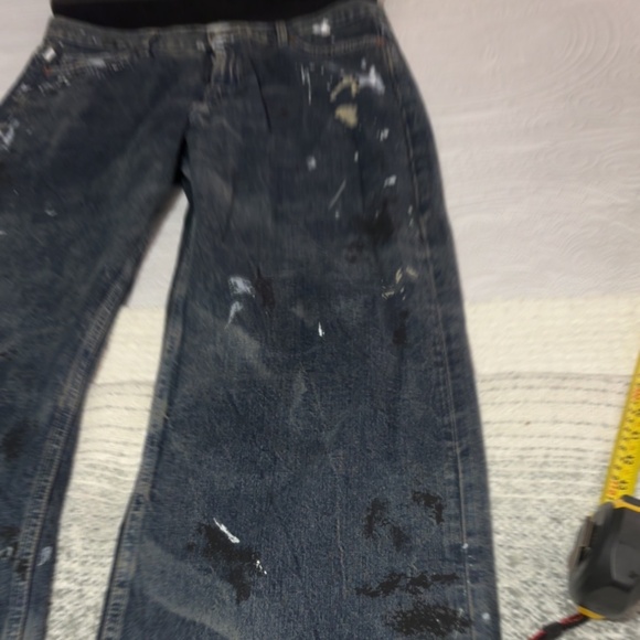 Zara TRF Paint Splatter Mid Rise Wide Leg Baggy Jeans - Picture 9 of 13